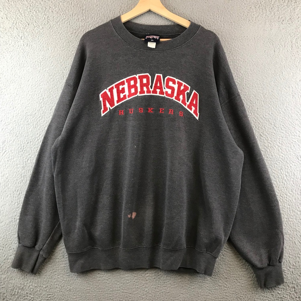 Vintage JanSport Nebraska‎ Huskers Sweatshirt XL Gray College Football